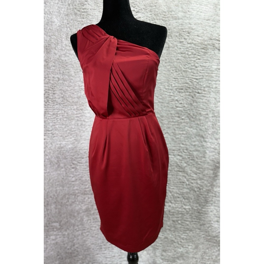The Limited Event Dress Womens Size 2 Red One Shoulder Bridesmaid Cocktail Party
